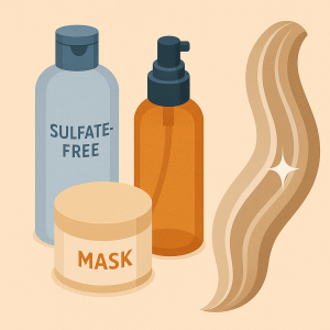 productos básicos de cuidado capilar para mantener mechas que disimulan canas.